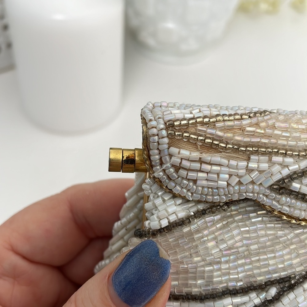 Rare Hand Breaded Vintage Clutch Bag Purse Read - Picture 12 of 16